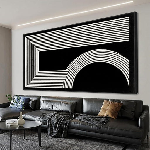Canvas Art Wall Decor Modern Line Art Prints Black and White Abstract Art Print Painting Modern Artwork Decorations for Living Room Pictures for Bedroom Office Home Wall Decor 24 X 48 in with Framed