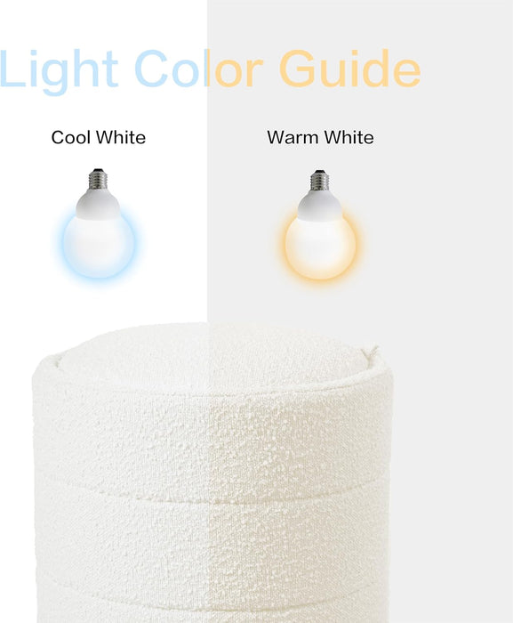 Storage round Ottoman with Removable Lid (With Hidden Storage) |  Home Décor | Upholstered round Ottoman – Cream Boucle