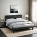 Full Upholstered Bed Frame, Adjustable Headboard, PU Leather Black