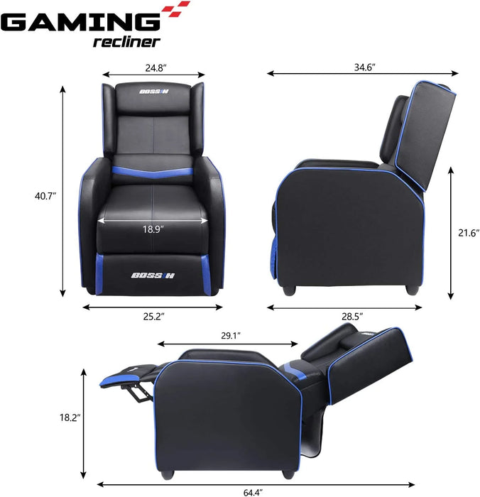 Gaming Recliner Chair for Adults, PU Leather Home Theater Seating Video Game Chairs for Living Room Ergonomic Racing Style Single Movie Gamer Lounge Sofa