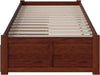 Concord Twin XL Size Platform Bed with Footboard & Storage Drawers in Walnut