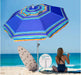 7Ft Heavy Duty High Wind Beach Umbrella Parasols with Sand Anchor & Tilt Sun Shelter, UV 50+ Protection Outdoor Sunshade Umbrellas Carry Bag for Patio Garden Pool Backyard Stripe Blue