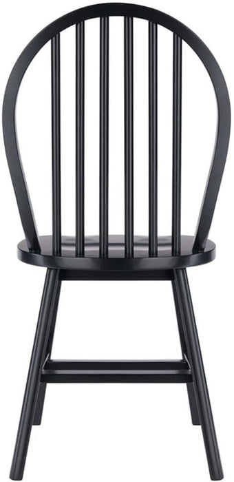 Windsor 2-Piece Chair Set, Solid Wood, Black Finish