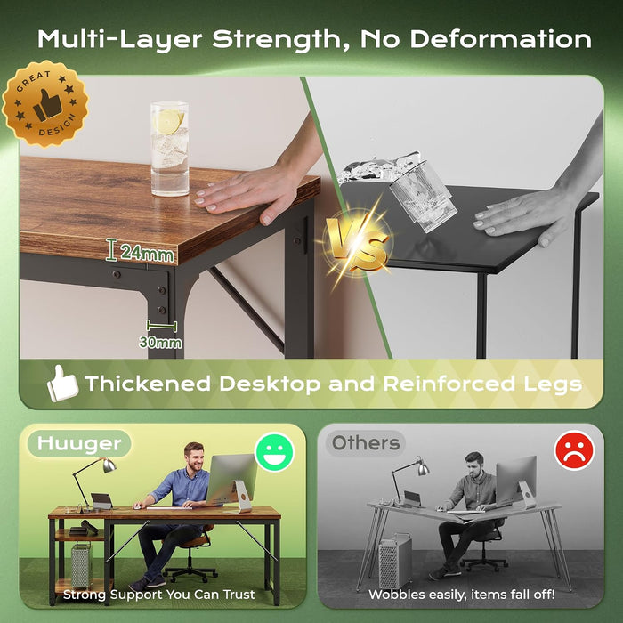 63'' X 23.6'' Computer Desk with Power Outlets, 0.95'' Thick Desktop