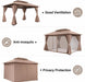Patio Gazebo 10'X13', Outdoor Heavy Duty Party Tent Shelter with Double Roofs, Mosquito Nettings and Privacy Screens for Backyard, Garden, Lawn, Khaki
