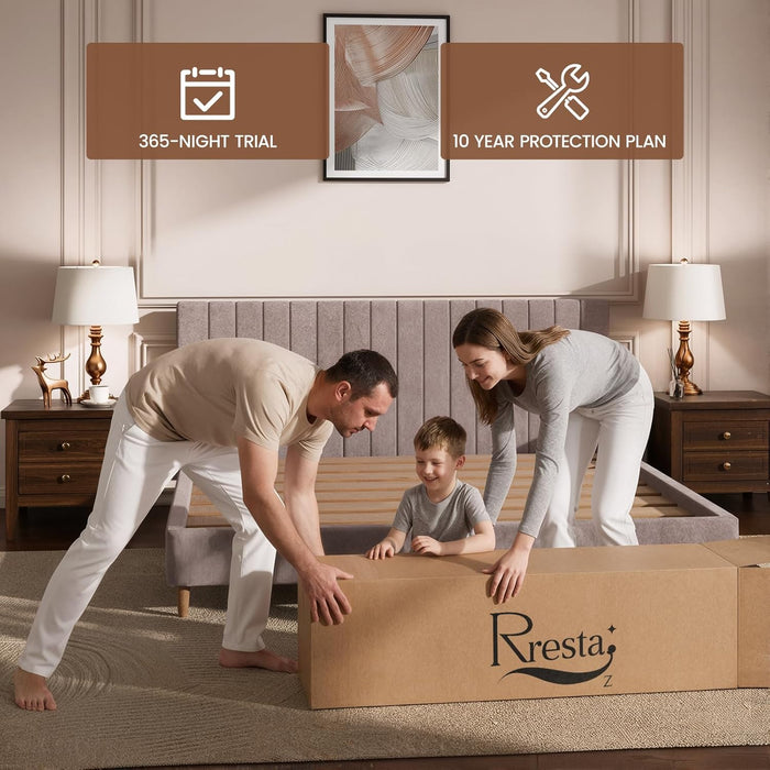 Extra Firm Queen Mattress 14 Inch, Luxury Hybrid Mattress in a Box for Deep Sleep & Lumbar Support, Certipur-Us & Zero Fiberglass, 365-Night Trial