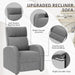 Recliner Chair Adjustable Home Theater Single Recliner Sofa Furniture with Thick Seat Cushion and Backrest Modern Living Room Recliners (Corduroy, Grey)