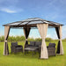 10X12 Gazebo, Hardtop Gazebo, Single Roof Pergolas Metal Aluminum Frame UV 50+ Outdoor Canopy with Mosquito Netting and Curtains, Outdoor Shelter for Garden, Lawn, Backyard