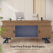 63" Executive Desk with Charging Station, Large Home Office Desks with 6 Drawers and 2 Storage Cabinets, File Drawer, Keyboard Tray, Privacy Panel, Desk Grommet, U-Shaped Metal Legs for Work and Study