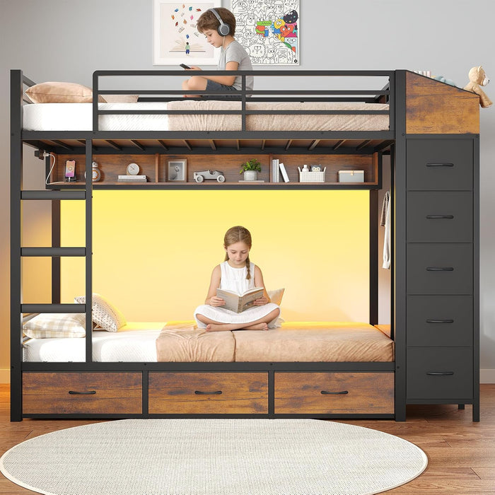 Black Industrial TwinOverTwin HeavyDuty Bunk Bed Outlets