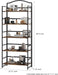 5 Tier No Assembly Folding Bookshelf, Arched Bookshelf, Foldable Bookcase for Living Room, Bedroom, Office,Skinny Bookshelf (Fire Brown)