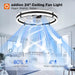 24'' Ceiling Fans with Lights and Remote, Low Profile Flush Mount Ceiling Fan with Light, 3000-6000K Dimmable LED Fandelier, Modern Small Black Ceiling Fan for Bedroom, Kitchen, Living Room