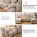 EightySixInchLength L Shaped Elegant Sectional Sofa Khaki