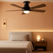 Ceiling Fans with Lights, 52 Inch Low Profile Ceiling Fan with Light and Remote Control, Flush Mount, DC Reversible Motor, Noiseless, Brown 6 Speeds Ceiling Fan for Bedroom