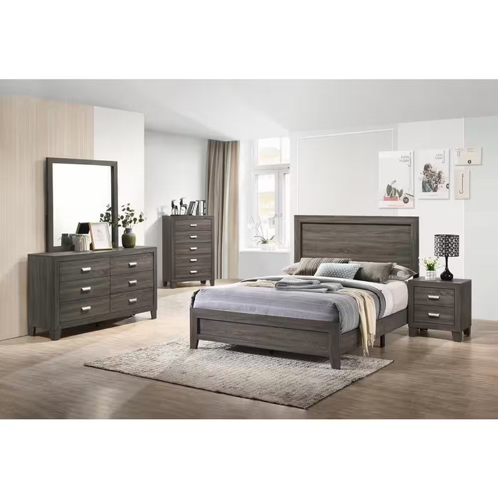 Anastasia 6 Piece Gray Eastern King Panel Bedroom Set