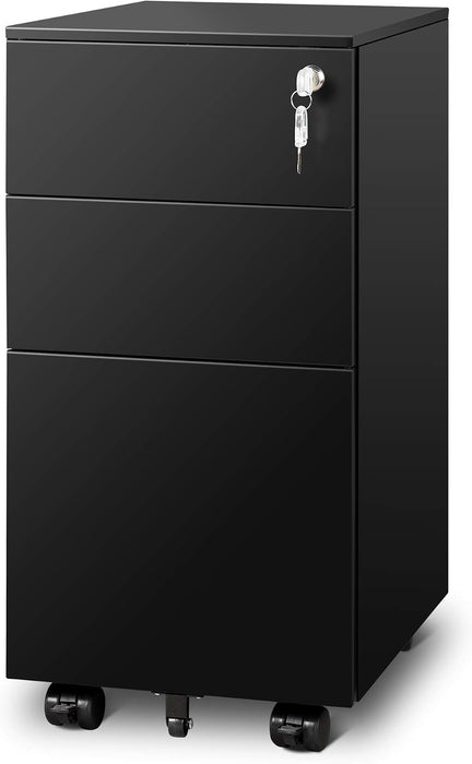 3 Drawer File Cabinet with Lock, Fully Assembled except Casters