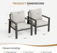 Outdoor Sofa Chair Aluminum Patio Couch Set of 2 All-Weather Patio Sofa Armchair Furniture Set Chairs with Beige Cushions
