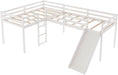 L-Shaped Twin Size Loft Bed with Ladder