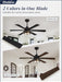 48" Farmhouse Ceiling Fans with Lights and Remote,Industrial Large Ceiling Fan with 6-Speed Reversible DC Motor and 6 Dual Finish Blades,Black Ceiling Fan with Light for Living Bedroom Patio