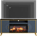 Fluted Fireplace TV Stand up to 80" Tvs, Modern Entertainment Center with 30" Electric Fireplace, Luxury Media Console with Adjustable Shelves for Living Room, Navy Blue