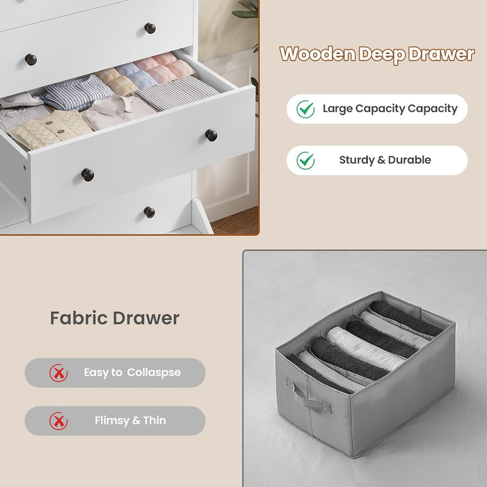Tall 6 Drawer White Modern Dresser