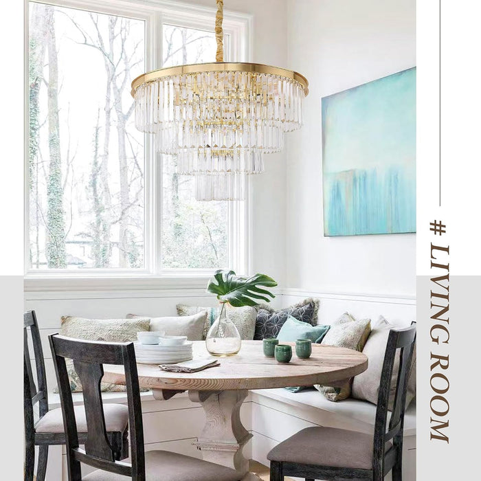 Gold Plated Crystal Chandelier Four Tier Illumination