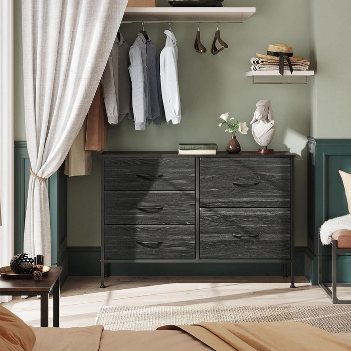 black wood grain dresser George Oliver 63" Black 9 Drawer Dresser With Wood Grain Finish, Soft Closing Metal Slides, Mid Century Wood Dresser For Bedroom & Reviews