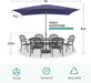 Rectangular Patio Umbrella, 6.5 X 10 Ft Rectangle Table Umbrellas W/Heavy Duty Ribs, Effortless Crank and Push Button Tilt, Wind Resistant Sun Umbrella for Outdoor Patio, Navy Blue