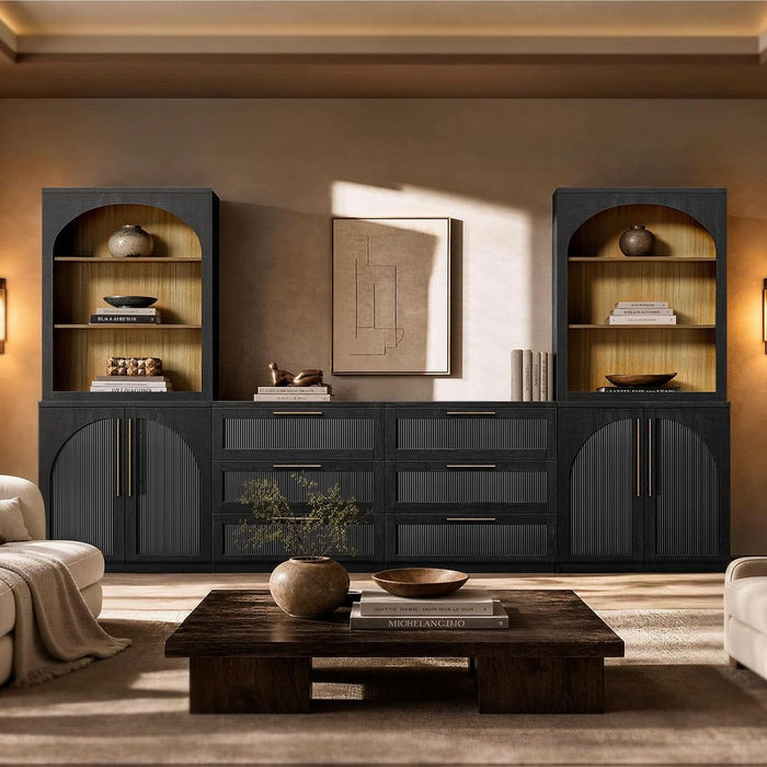 Arched Sideboard Cabinets, Modular Buffet Table, Black