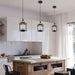 Chandelier Set of 3 Vintage Pendant Light Fixture, Black Farmhouse Wooden Metal Chandeliers, Open Frame Hanging Lighting for Diningroom,Bar,Entrance Hall,Kitchen Island Living Room