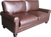 Copenhagen Rolled Arm, Durable Bonded Leather, Soft Pillow Back, Pocket Coil Seat Cushions, Loveseat or Couch for Small Spaces, Living Rooms or Bedrooms, 73" Sofa, Chestnut Brown