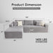 108 Inch Grey Upholstered Modular Sectional Chaise