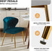 Dining Chairs Set of 2 Velvet Upholstered Kitchen & Dining Room Chairs with Metal Legs Vanity Chair Armless Side Chairs for Living Room Bedroom Restaurant, Channel Curved Backrest, Teal