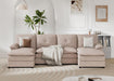 110Inch UShaped Sectional Sofa Double Chaise Beige