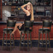 Swivel Bar Stools Set of 2, 34 Inch Extra Tall Bar Height Barstools, Black Faux Leather Bar Stool with High Backrest, Solid Wood Leg, Wrap-Around Footrest, Counter Stools for Pub