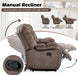 2-Piece Recliner Sofa Couch Set, Include Single Power Electric Recliner Chair with Massage& Heat and 3-Seater Manual Reclining Sofa for Living Room Bedroom, Brown