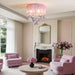 Pink 13Inch Light Chandelier With Handmade Lampshade