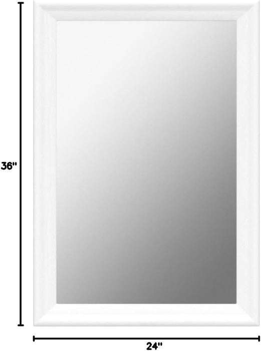 White Wood Wall Mirror for Bathroom,Rectangle Rustic 24 X 36 Inch Hanging Vanity Mirrors with Wooden Frame for Living Room,Bedroom,Entryway (24X36 Inch, White)