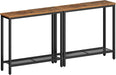 29.5" Narrow Console Table, Set of 2, Small Entryway Table with Shelf, 2 Tier Thin Sofa Table, behind Couch Table, Side Table, for Hallway, Living Room, Rustic Brown and Black BF74XGP201