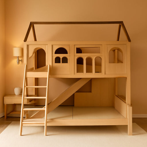 Twin Over Full SolidWood BunkBedWithSlide PlayhouseLoft