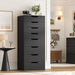 44.5" Tall Black Dresser, 8 Drawer Dresser with Groove Handles
