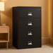 Fireproof Lateral File Cabinet (4 Drawers, Impact Resistant, Water Resistant), 38" W X 22" D, Black, Made in USA