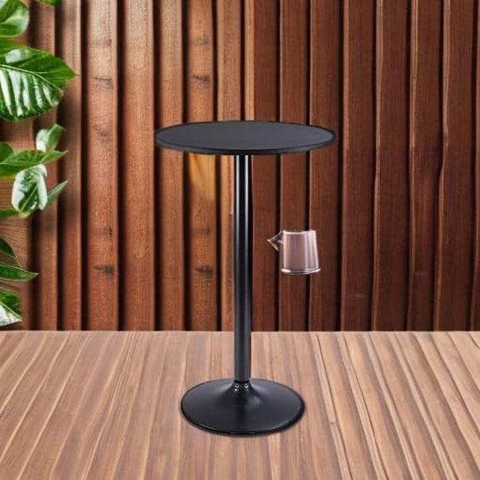 Bistro Pub Table round Bar Height Cocktail Table Metal Base MDF Top Obsidian 23.8-Inch Top, 39.5-Inch Height (1, Black-1)