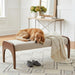 Modern 51" Wide Ottoman Bench, Long Entryway Bedroom Bench with Solid Wood Legs and Sherpa Upholstered Dining Bench Storage Bench for Living Room Indoor, Kitchen, Beige