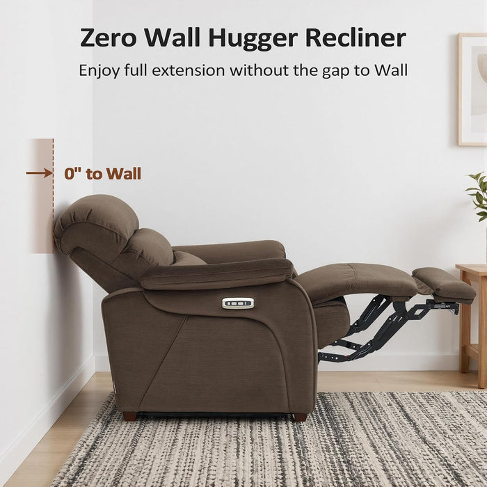 Zero Wall Hugger Power Recliner Chair for Adult ST257 ((Coffee)