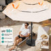 9Ft 3-Tier Patio Umbrellas, Outdoor Umbrella with 8 Sturdy Ribs UV Protection Windproof, Market Table Umbrella W/Push Button Tilt & Crank for Pool, Porch, Deck, Garden(Cream White)