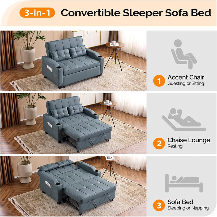 BlueGrey Ultracomfy Convertible Futon SofaBed USBPorts