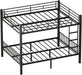 Queen over Queen Bunk Bed for Adults & Teens, Heavy Duty Metal Bunk Bed with EVA Anti-Slip Ladder & Full-Length Guardrails, Noise-Free Queen Bunk Bed Frame with Under-Bed Storage, Black