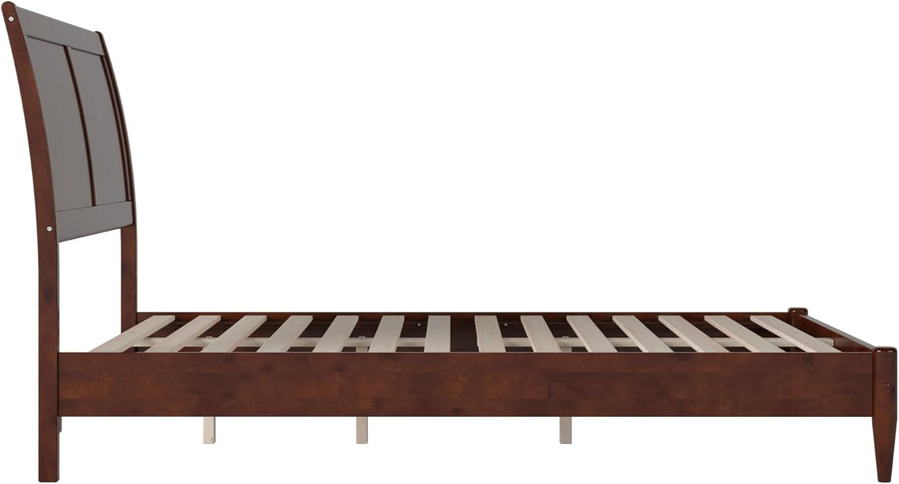 , Valencia Full Solid Wood Low Profile Sleigh Platform Bed, Walnut