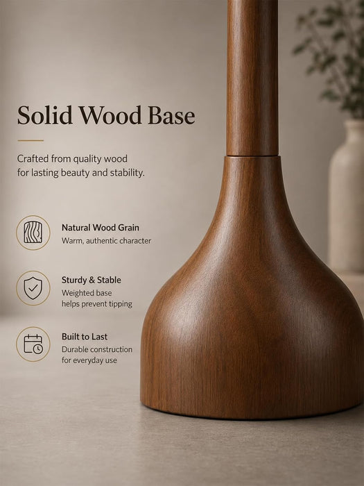Mid Century Modern Real Wood Floor Lamp with Remote, 2 Shades